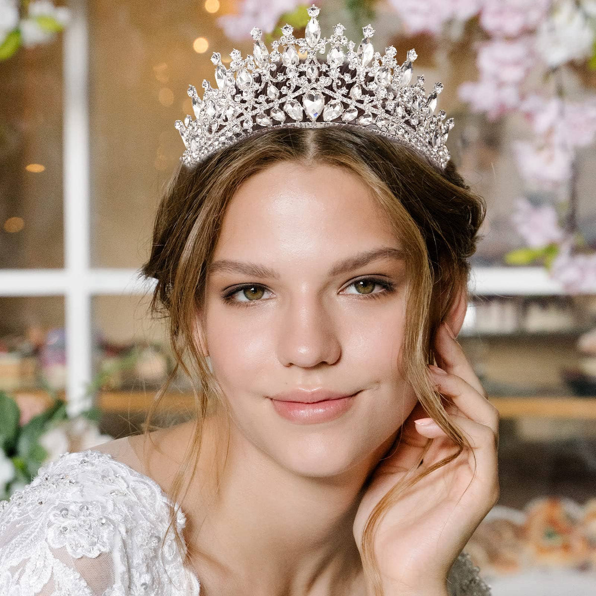 Crystal Crowns and Tiaras for Women, Queen Crown Silver