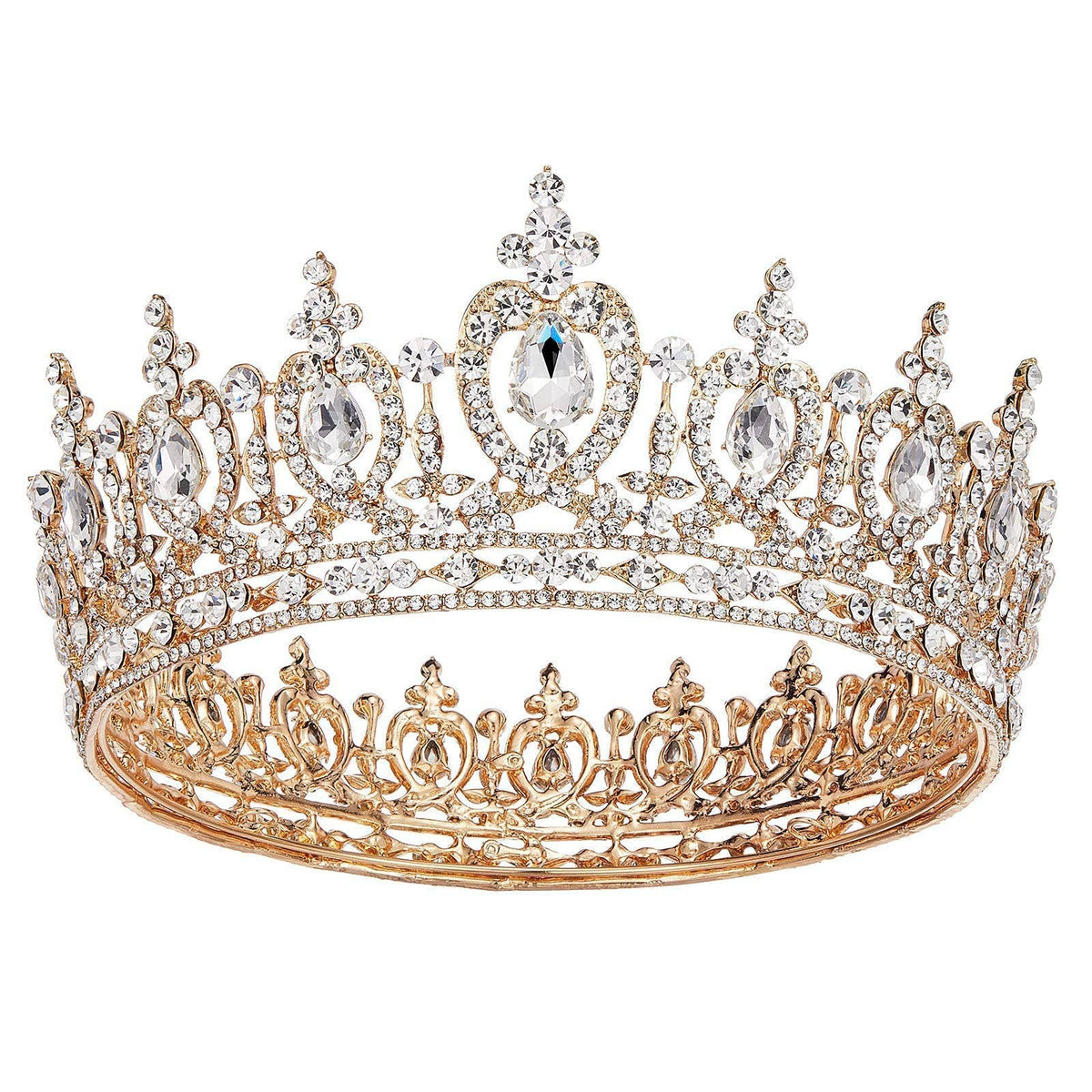 Baroque Queen Crown for Women Wedding Tiara for Bride Gold