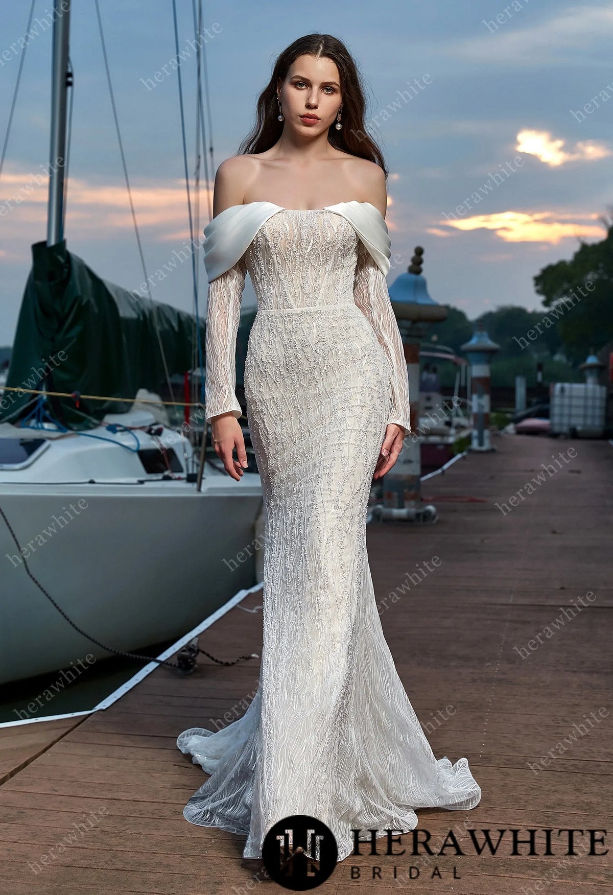 Sensual Sheath with Detachable Satin Overskirt Wedding Dress