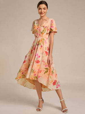 Pleated Ruffles Chiffon Wedding Guest Dresses