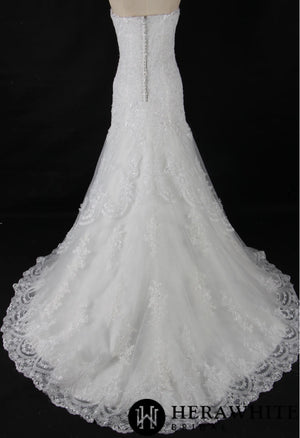 Strapless Sweetheart Lace Fit And Flare Wedding Dress With Sweep Train