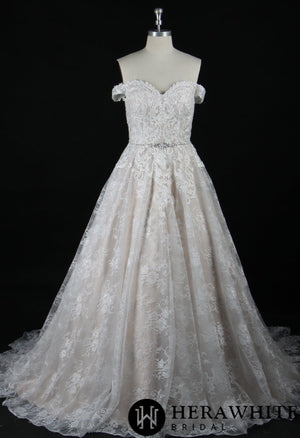 Modern Lace Off-the-Shoulder Ballgown With Corset Back