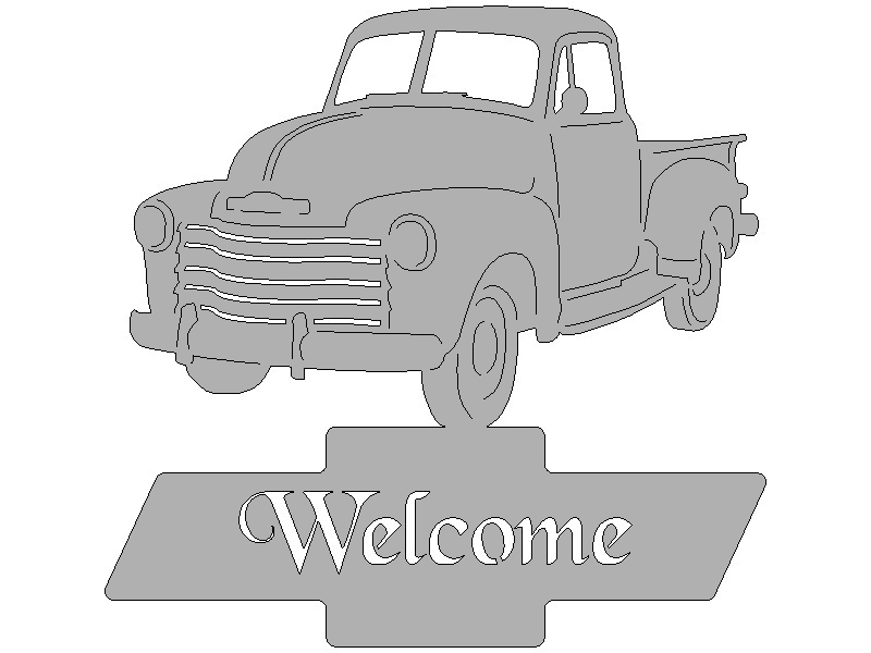 Metal 51 Chevy Truck welcome with logo