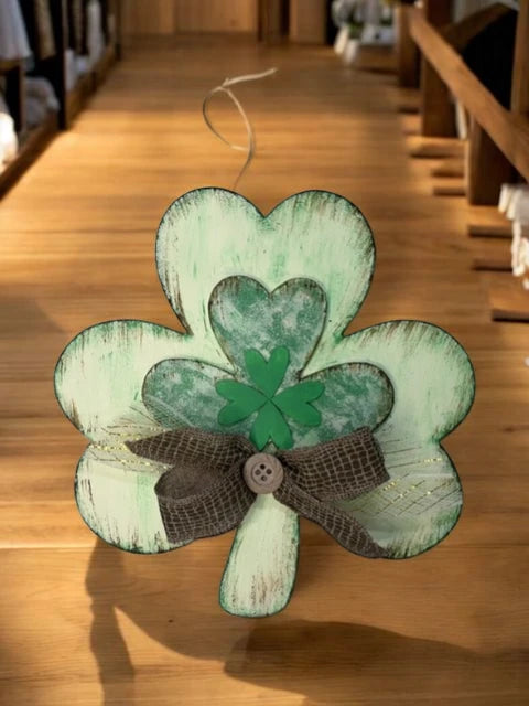 Shamrock Door Hang with animal print bow