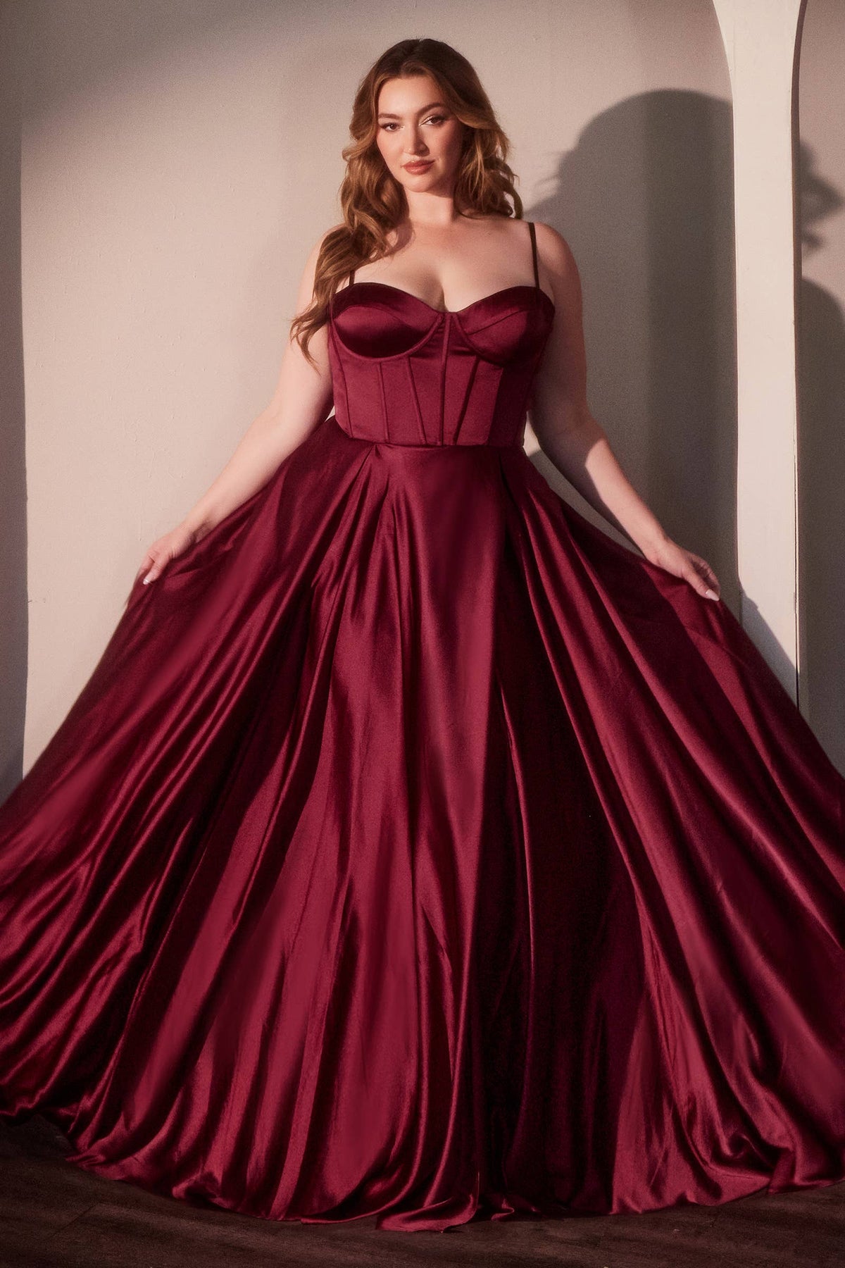 A-LINE SATIN BUSTIER DRESS