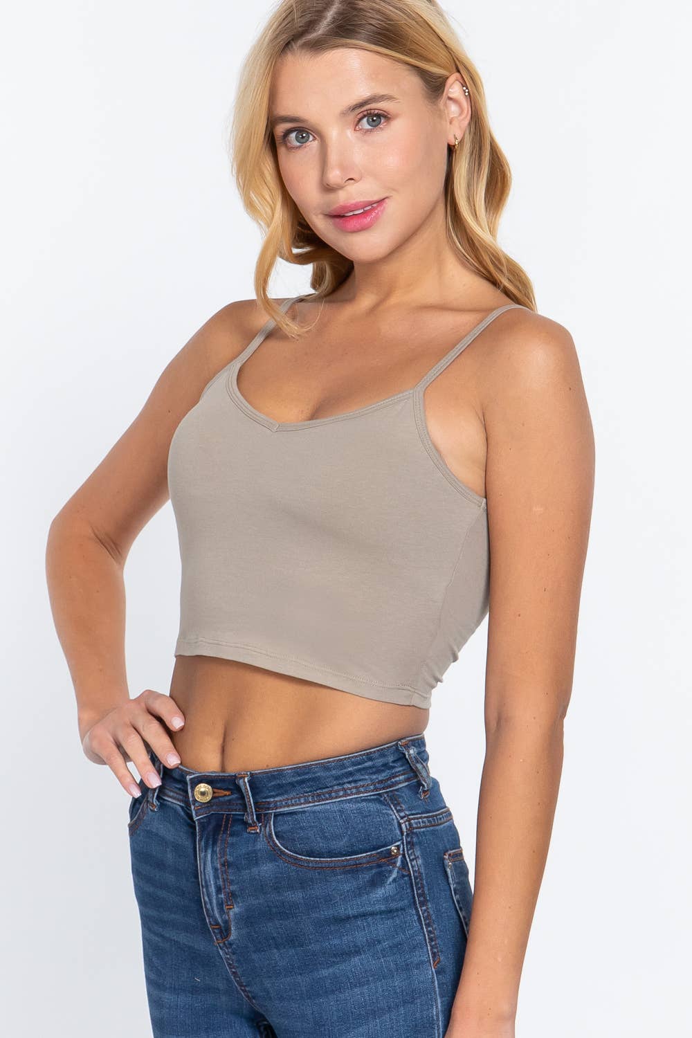 .SI-22532 FITTED REMOVABLE BRA CUP CROP CAMI