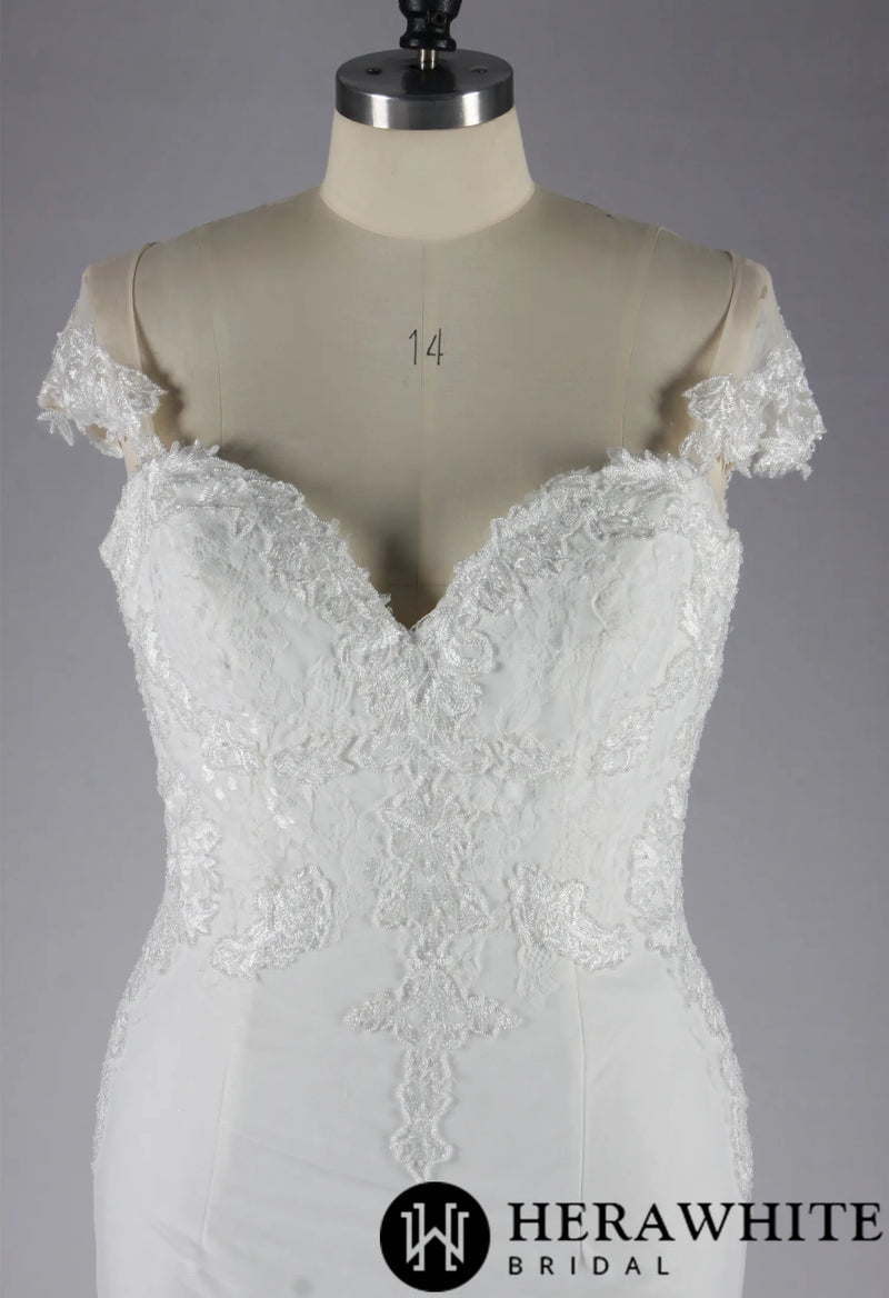 Sweetheart Neck Fit and Flare Wedding Dress with Beaded Lace on Tulle