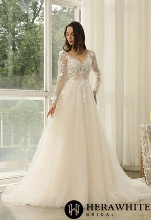 Princess Wedding Dress with Long sleeves