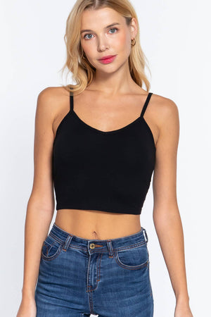 .SI-22532 FITTED REMOVABLE BRA CUP CROP CAMI