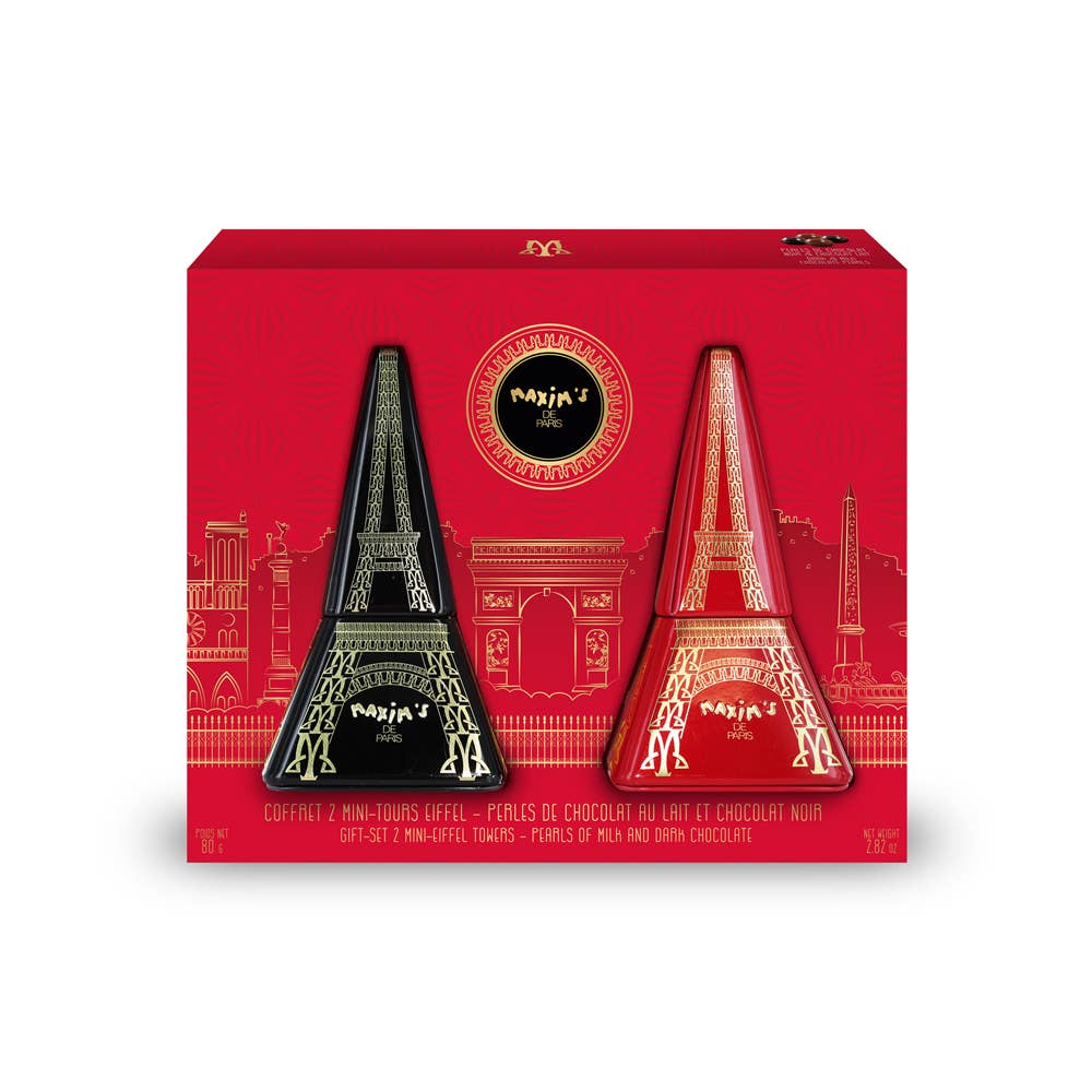Set of 2 mini Eiffel Towers | Assorted chocolate pearls