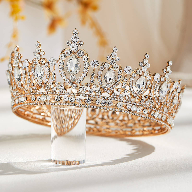 Baroque Queen Crown for Women Wedding Tiara for Bride Gold