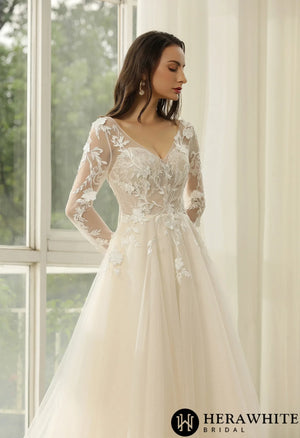 Princess Wedding Dress with Long sleeves