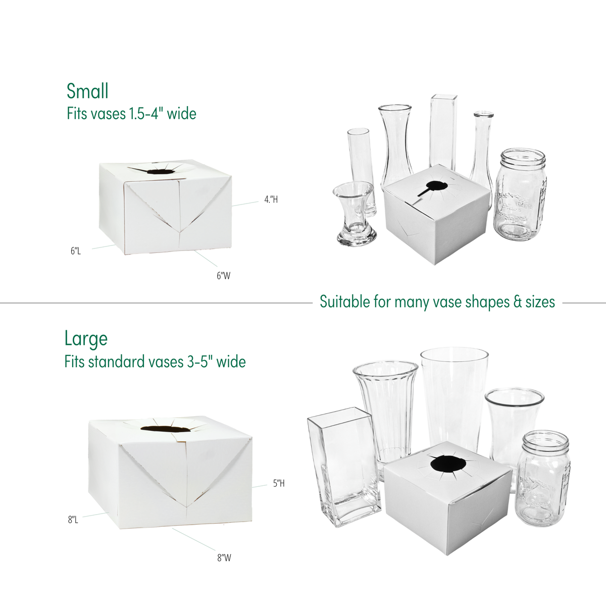 100PK | Quick Fold Floral Delivery Box for Vase Transport