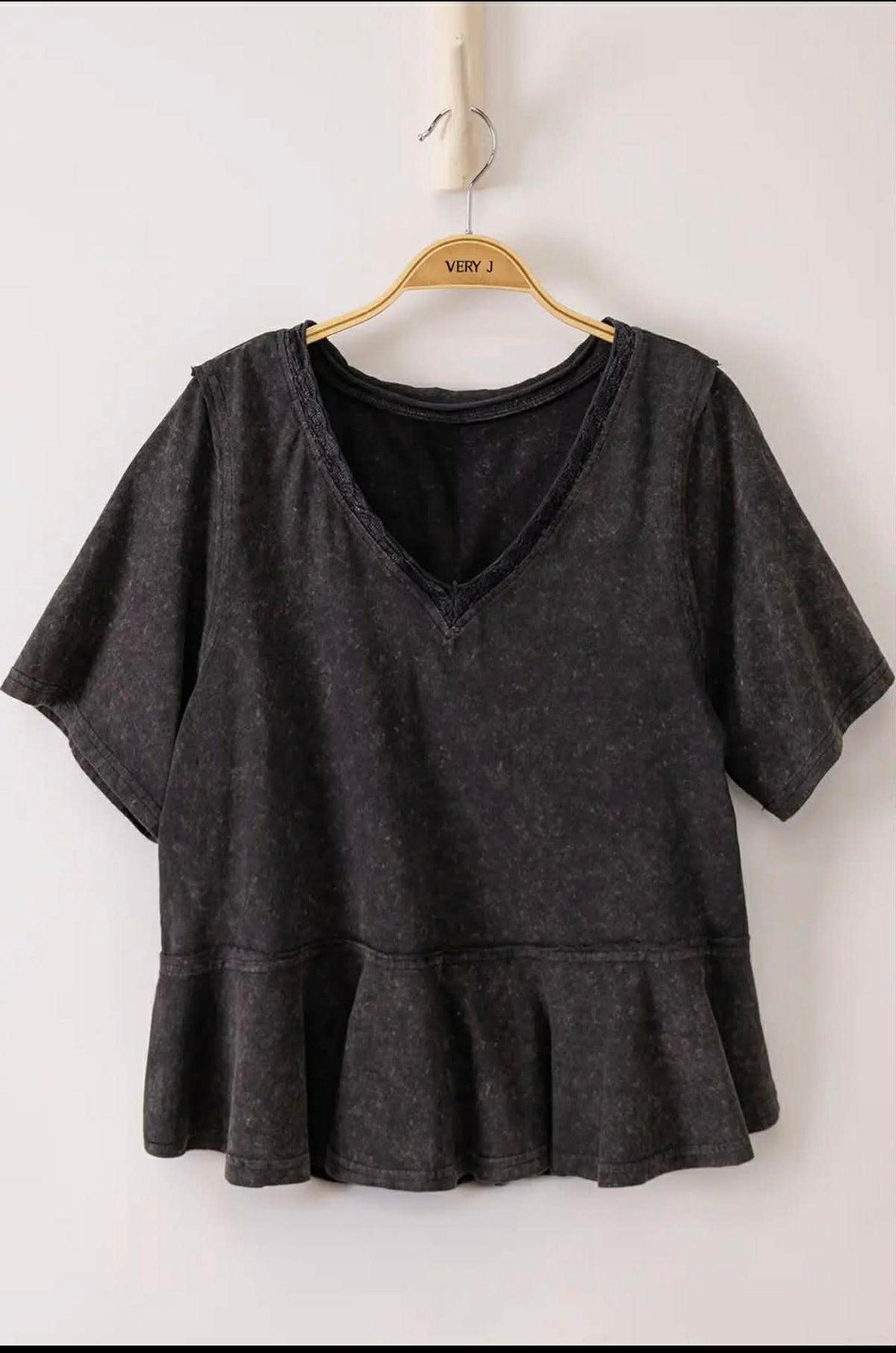 Mineral Washed V-neck Top