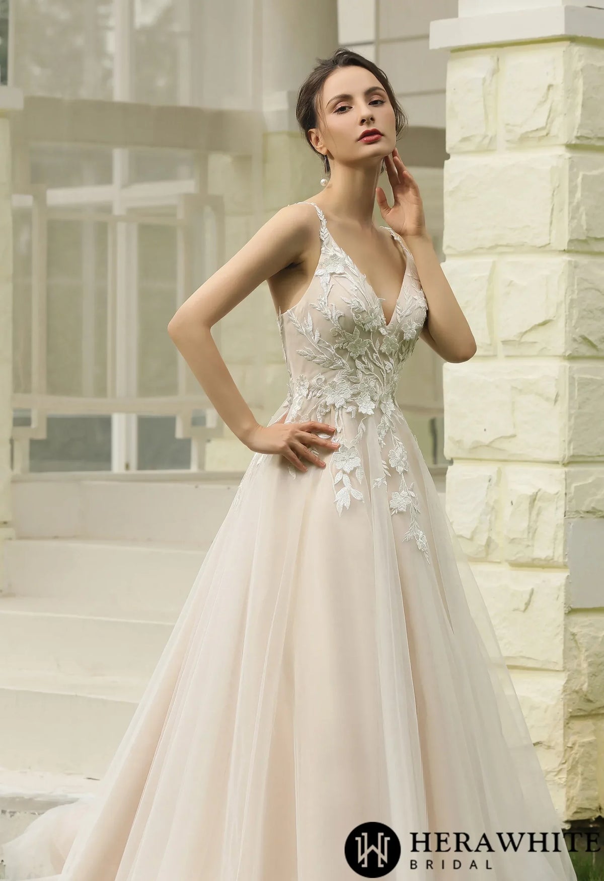 Princess Ballgown with Floral Lace Straps