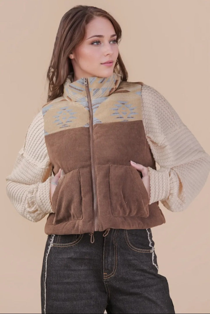 Aztec brown Very J Vests, Medium
