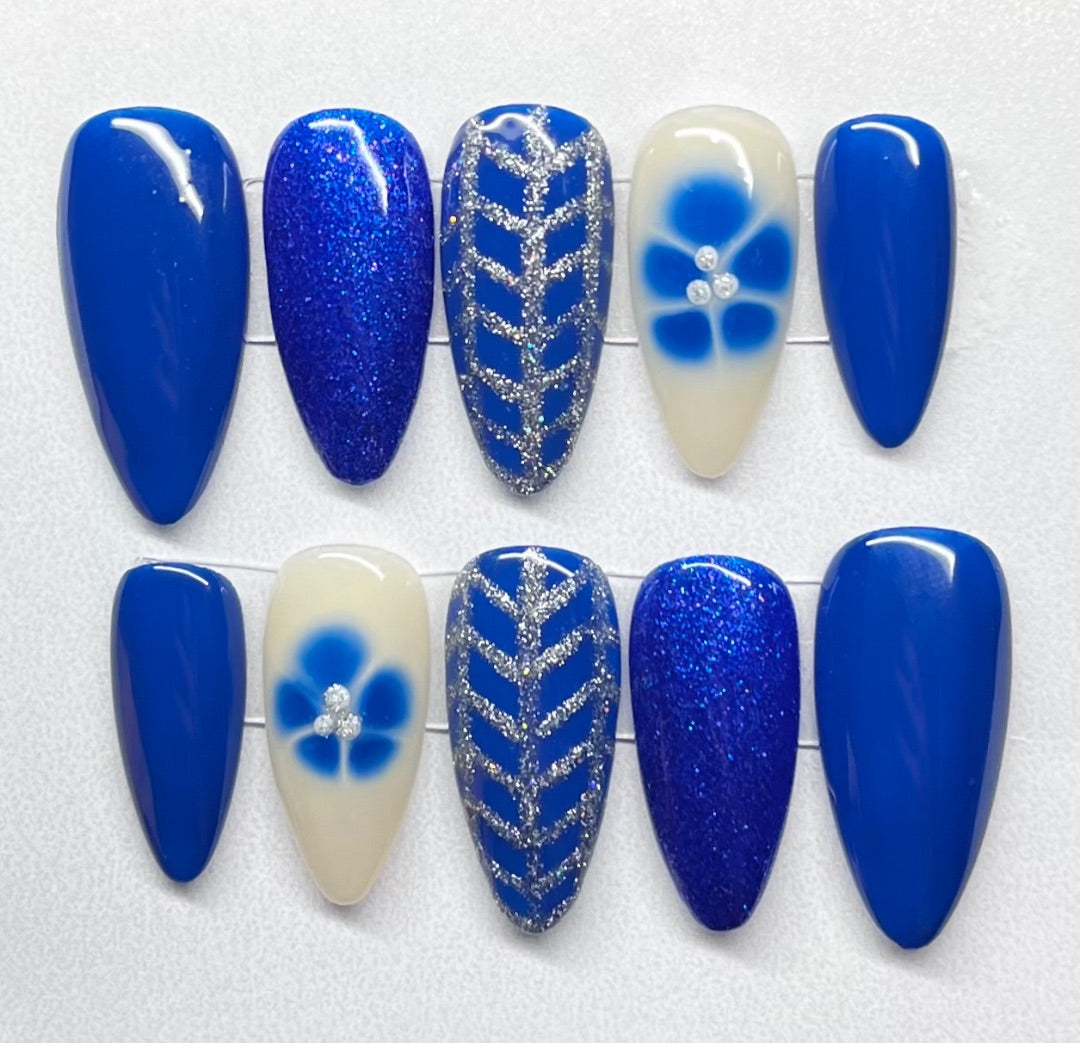 sparkly blue & silver , Medium