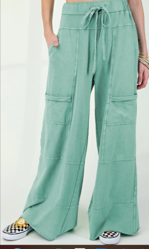 mineral washed turqoise  sweatpants, Small