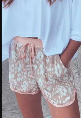 pink leopard print  shorts, Small