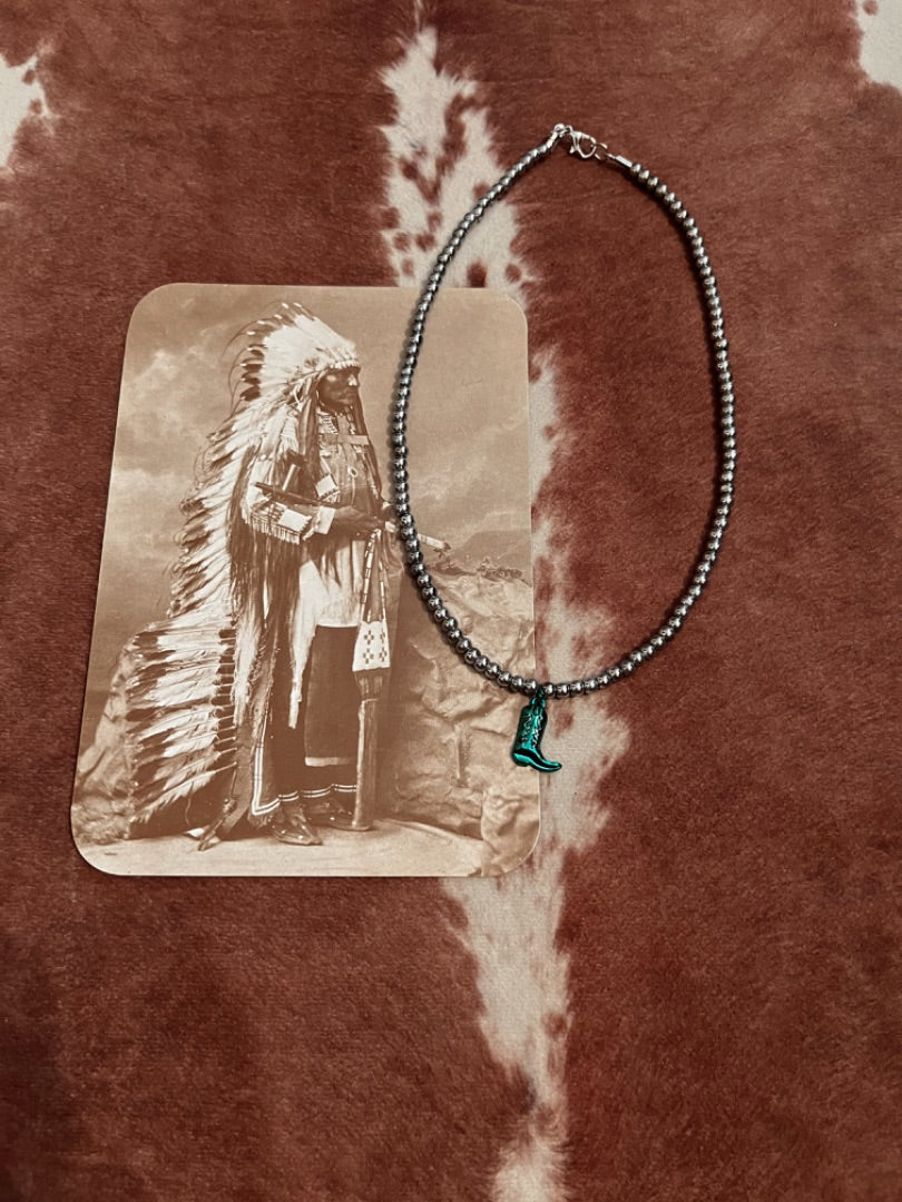 Boots & Pearls necklace