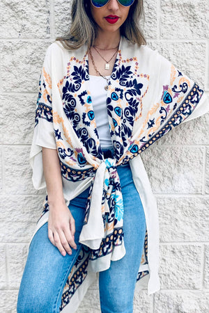 Multi Floral Printed Kimono Cardigan Cover Up