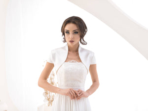 Bridal jacket, wedding bolero, women jacket: Ivory / S