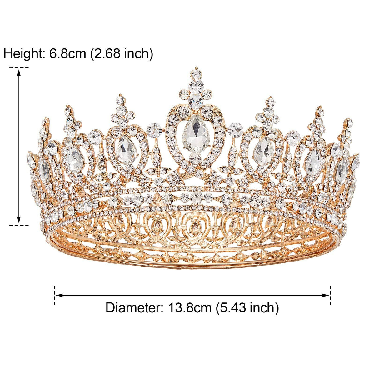 Baroque Queen Crown for Women Wedding Tiara for Bride Gold