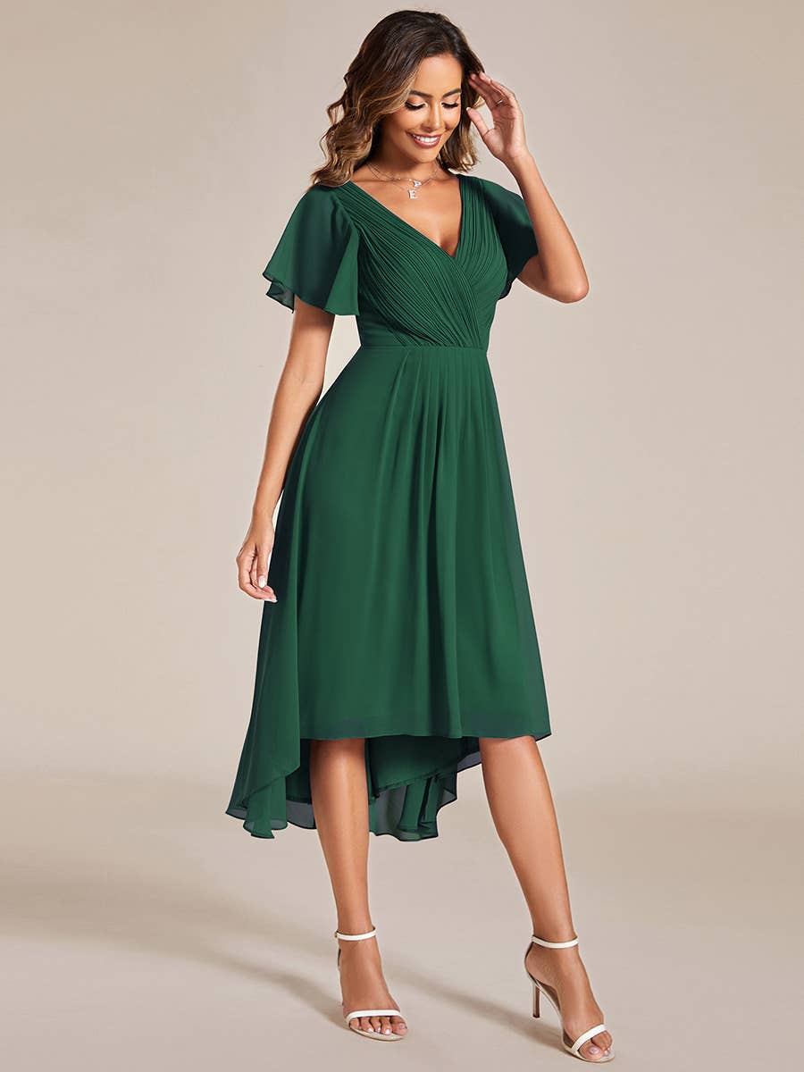 Pleated Ruffles Chiffon Wedding Guest Dresses