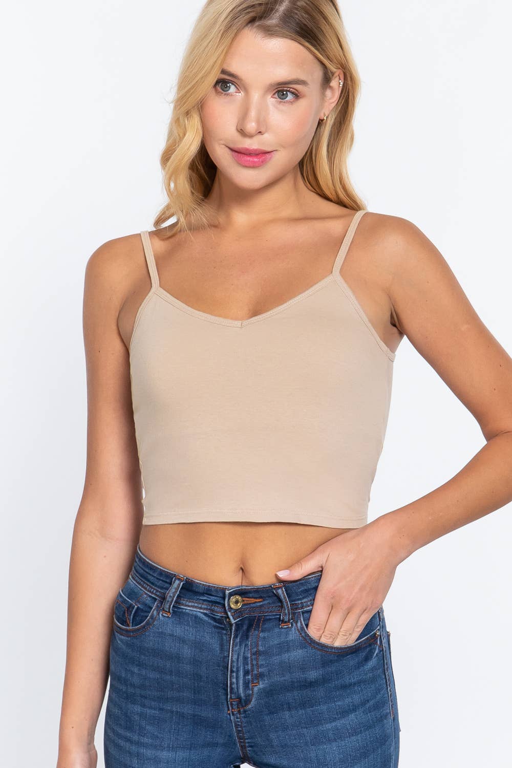 .SI-22532 FITTED REMOVABLE BRA CUP CROP CAMI