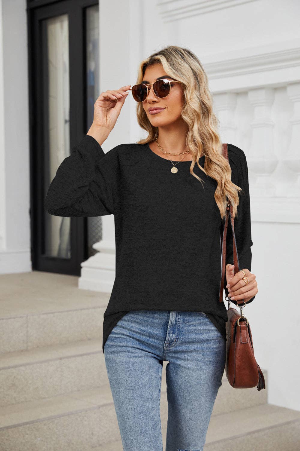 Solid Loose Long-sleeve
