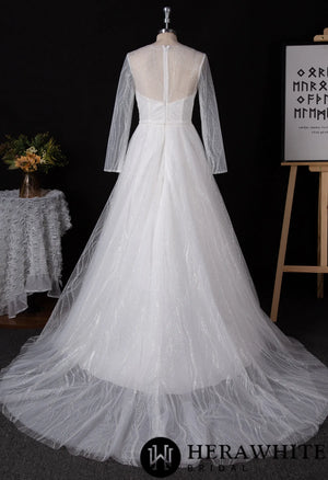 Sparkling Wedding Gown With Long Sleeve