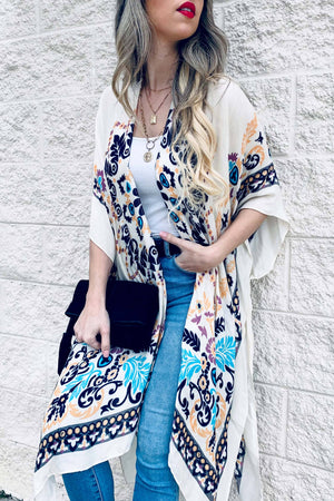Multi Floral Printed Kimono Cardigan Cover Up