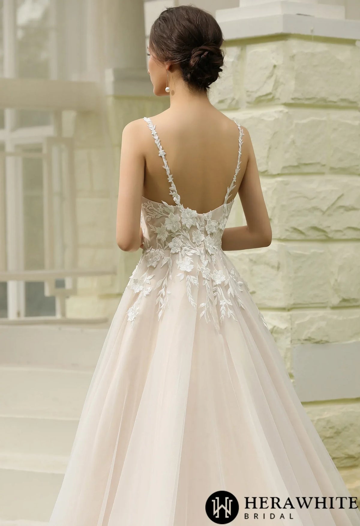 Princess Ballgown with Floral Lace Straps