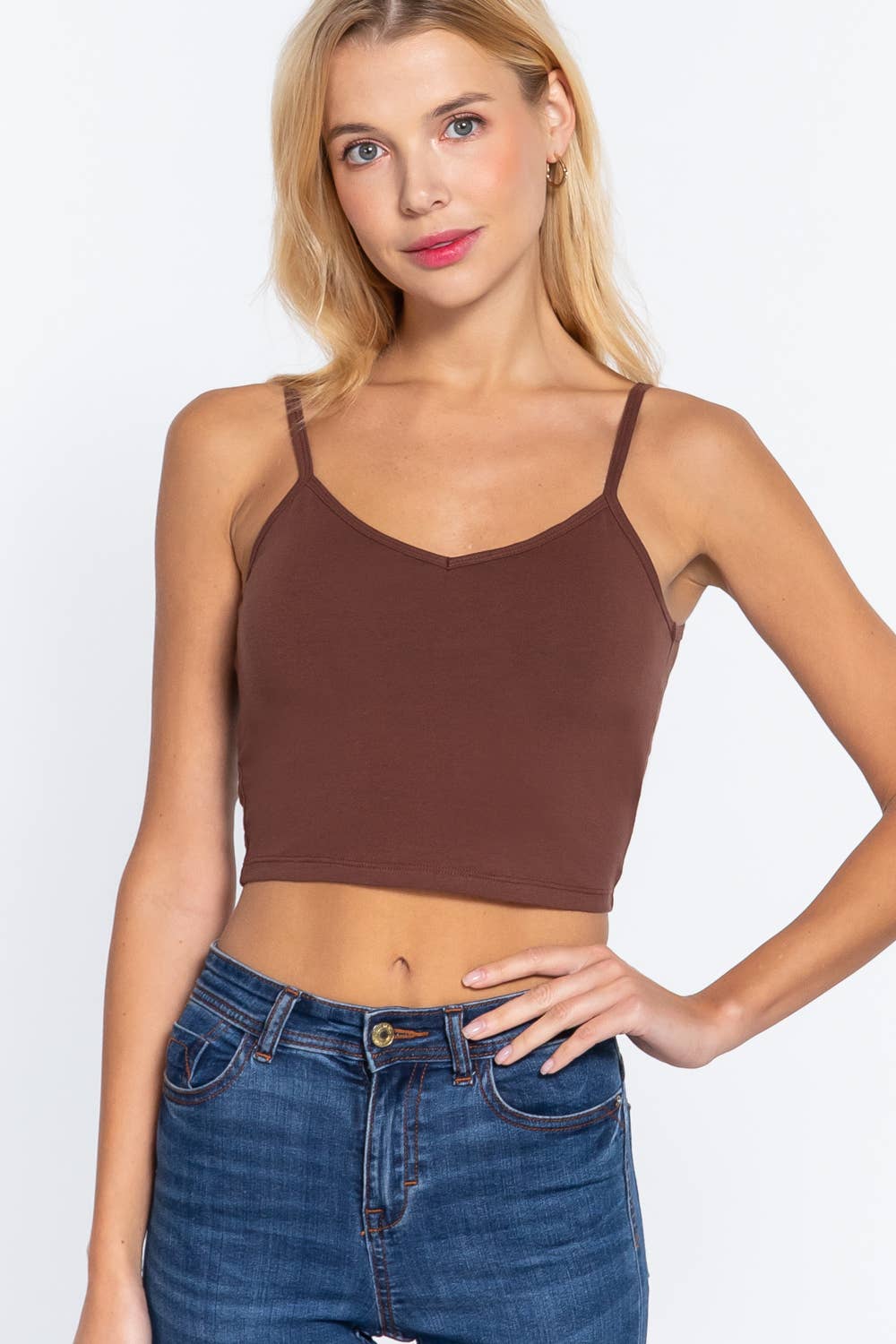 .SI-22532 FITTED REMOVABLE BRA CUP CROP CAMI