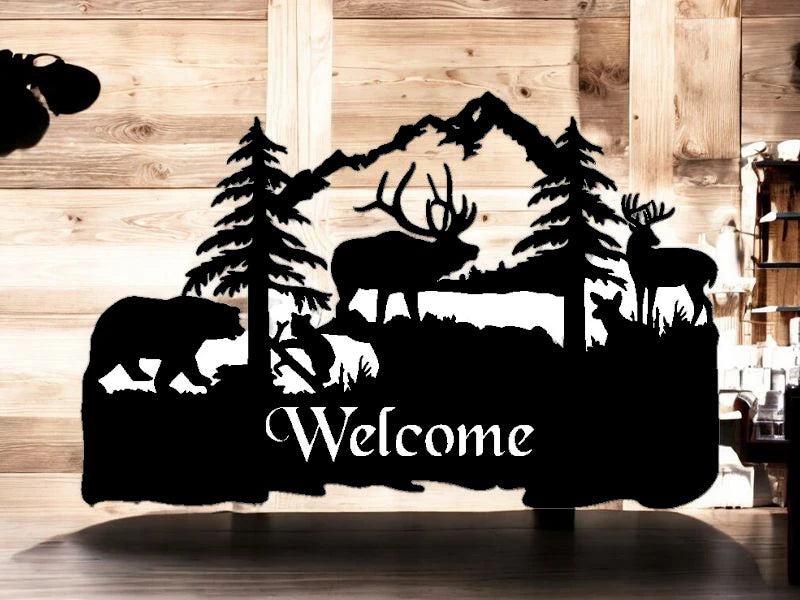METAL Bear elk deer Welcome