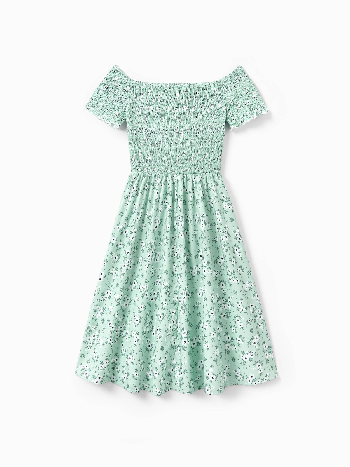 Floral Off Shoulder Shirred Dress