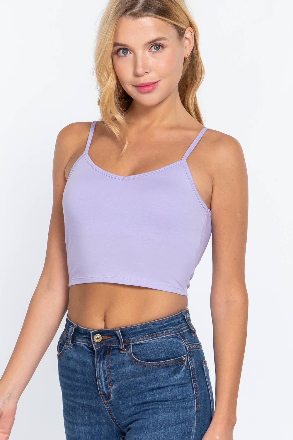 .SI-22532 FITTED REMOVABLE BRA CUP CROP CAMI