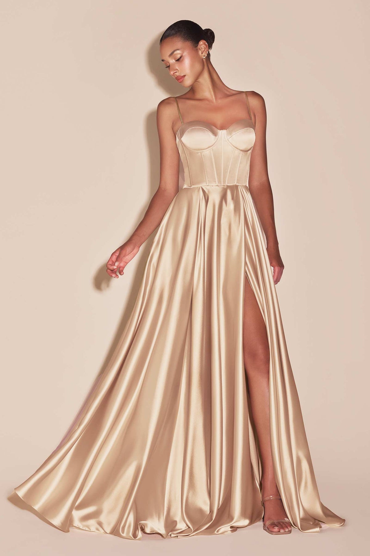 A-LINE SATIN BUSTIER DRESS