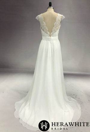 Soft Cap Sleeve Lace A-Line Wedding Dress