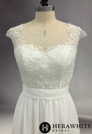 Soft Cap Sleeve Lace A-Line Wedding Dress
