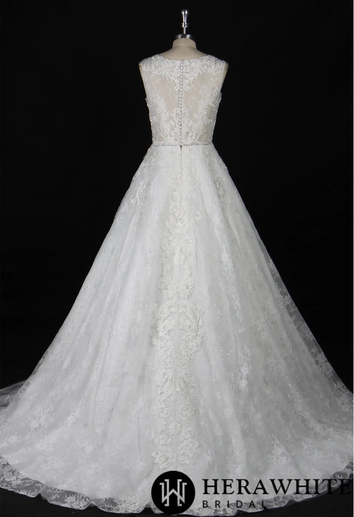Strapless Embroidered Lace Illusion Bodice Wedding Dress